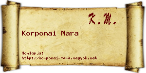 Korponai Mara névjegykártya